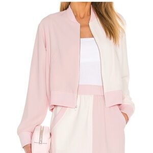 Amanda Uprichard Frankie Bomber Jacket Women’s Size Small Cropped Pink Cream‎